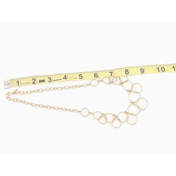 Premier Designs Signed Vintage Brushed Gold Linked Circles Collar Necklace - Picture 4 of 4